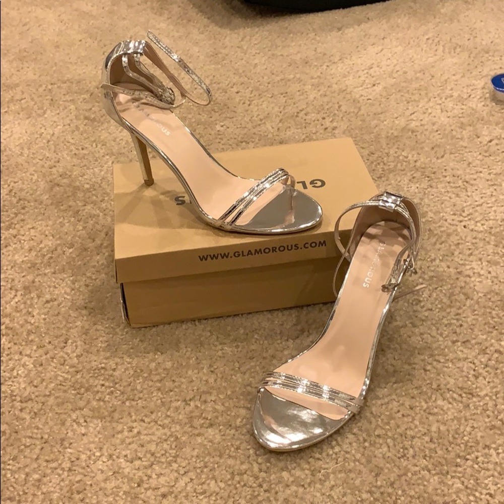 BNWoT Asos Glamorous Silver Heels Sz. 10